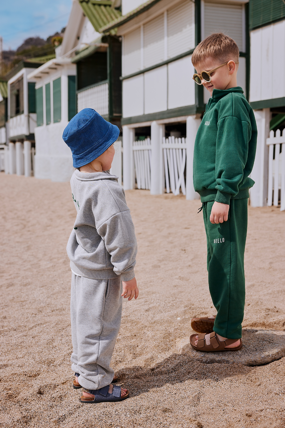 Children Sweatshirt With Zip - Grey/Green