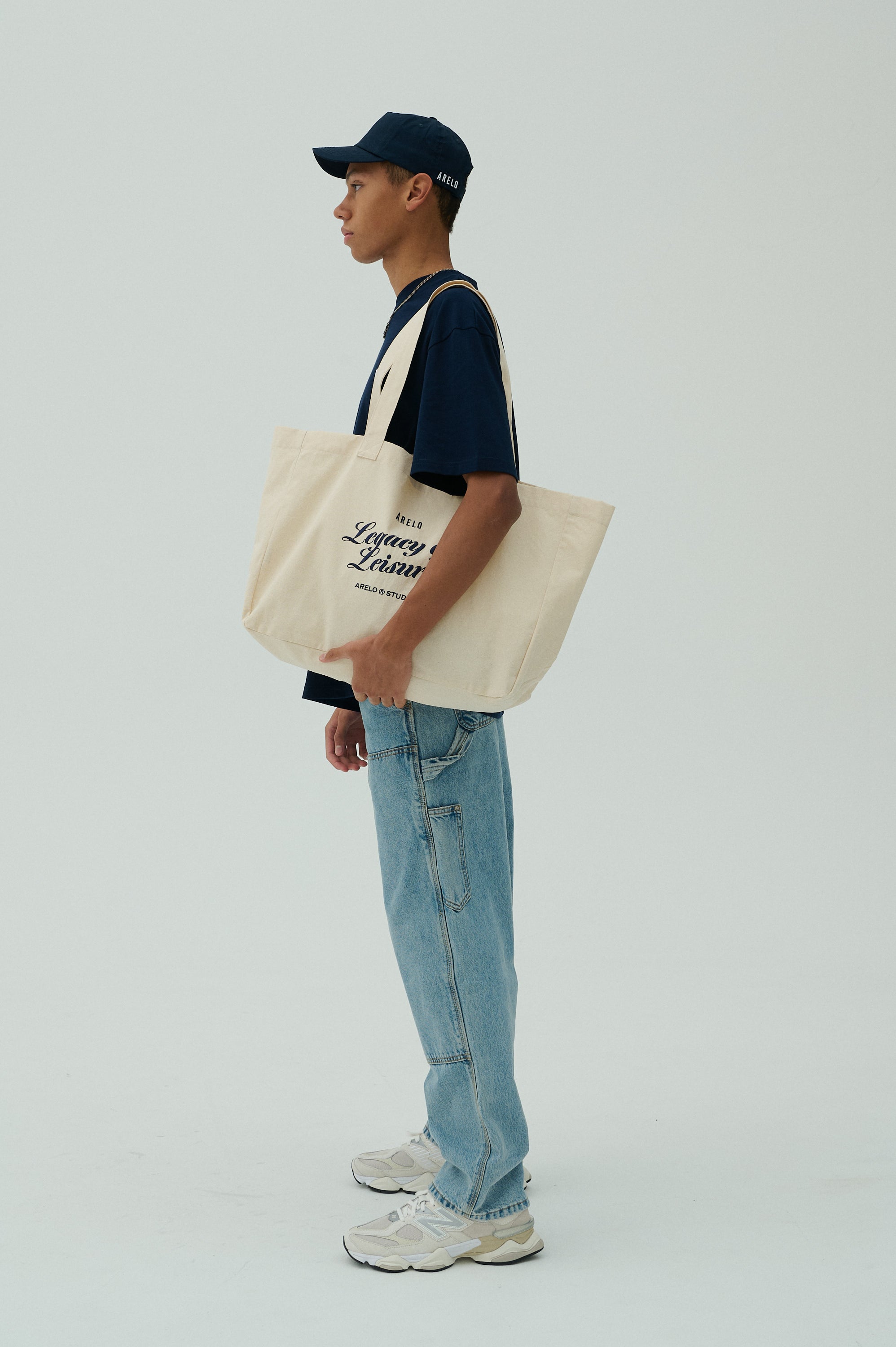 Canvas tote bag Natural/Navy