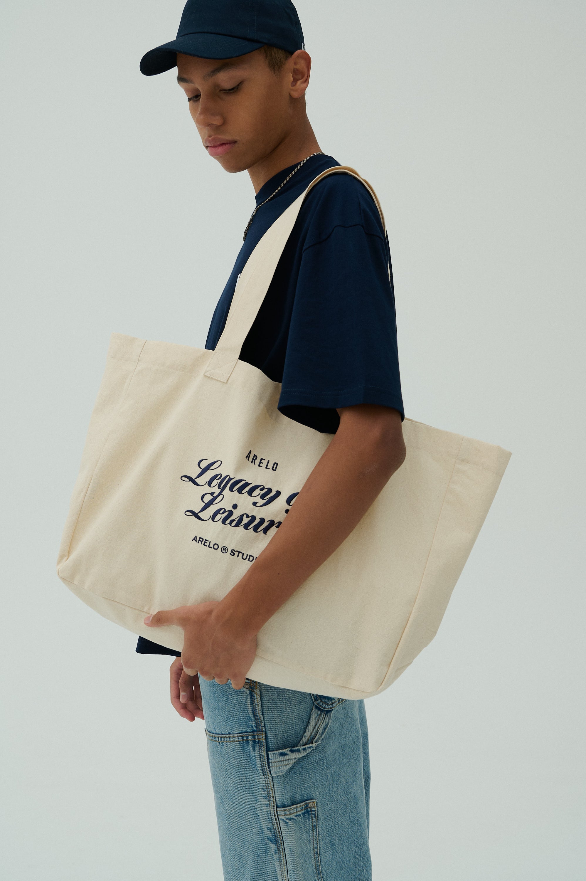 Canvas tote bag Natural/Navy