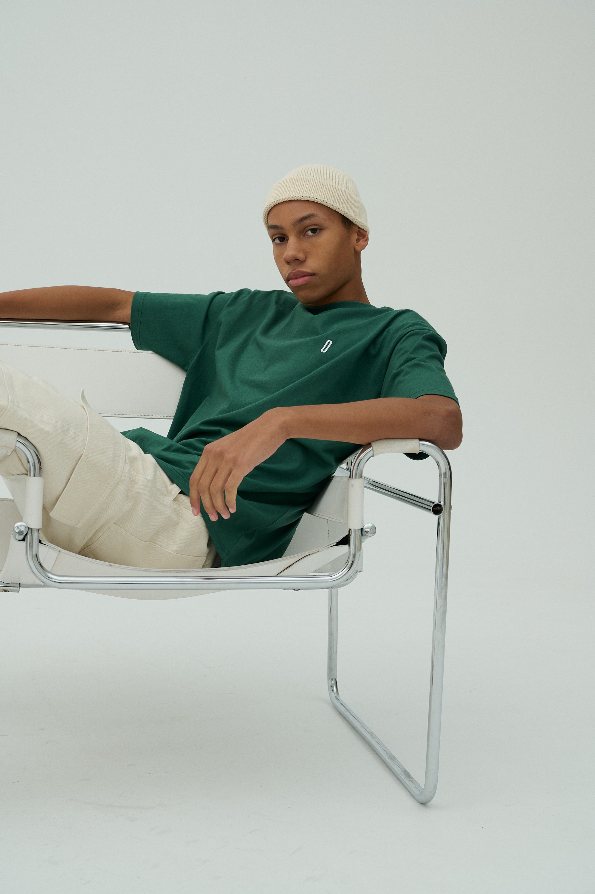 Men T-shirt Green/White