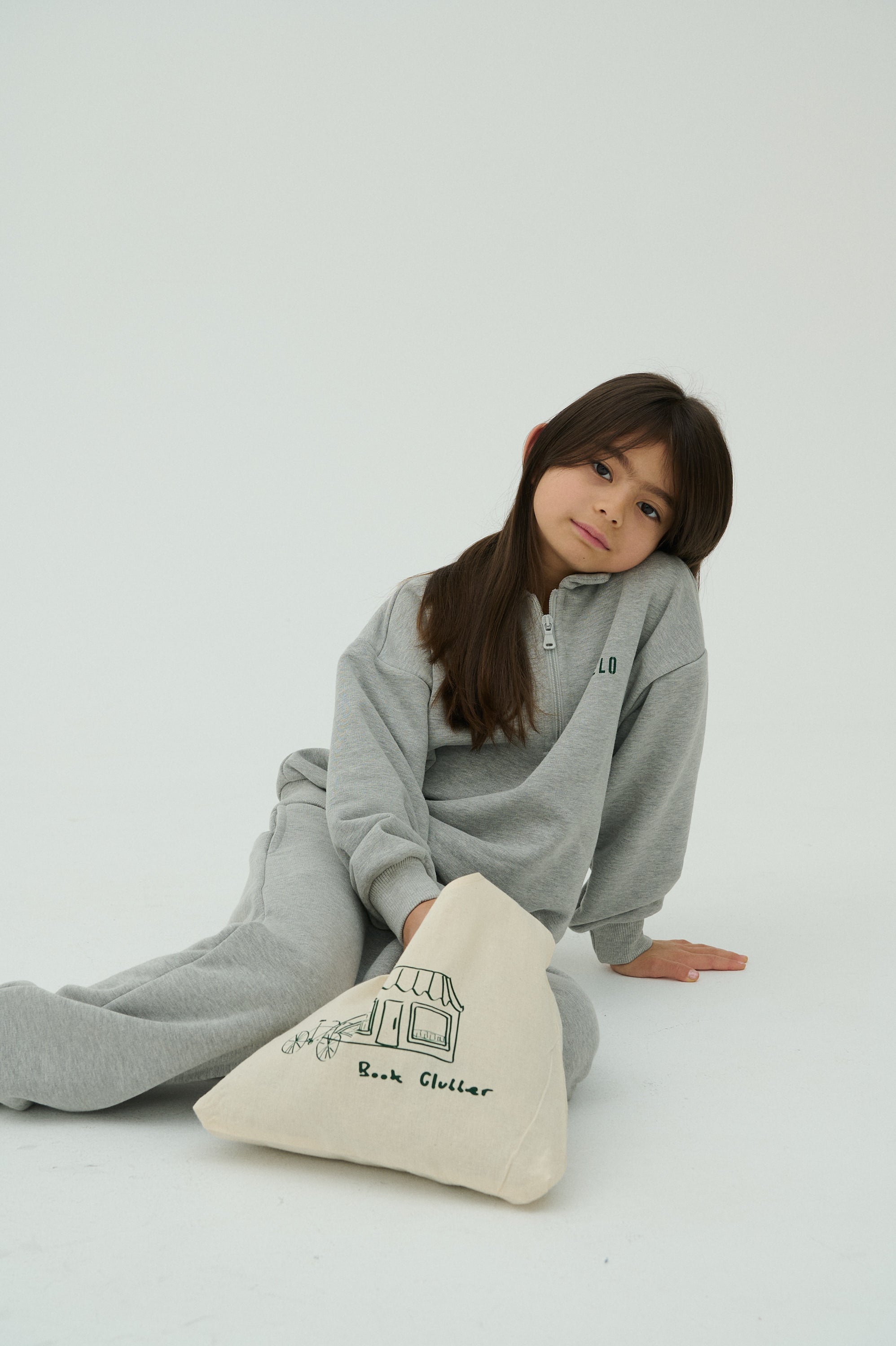 Children Sweatshirt With Zip - Grey/Green