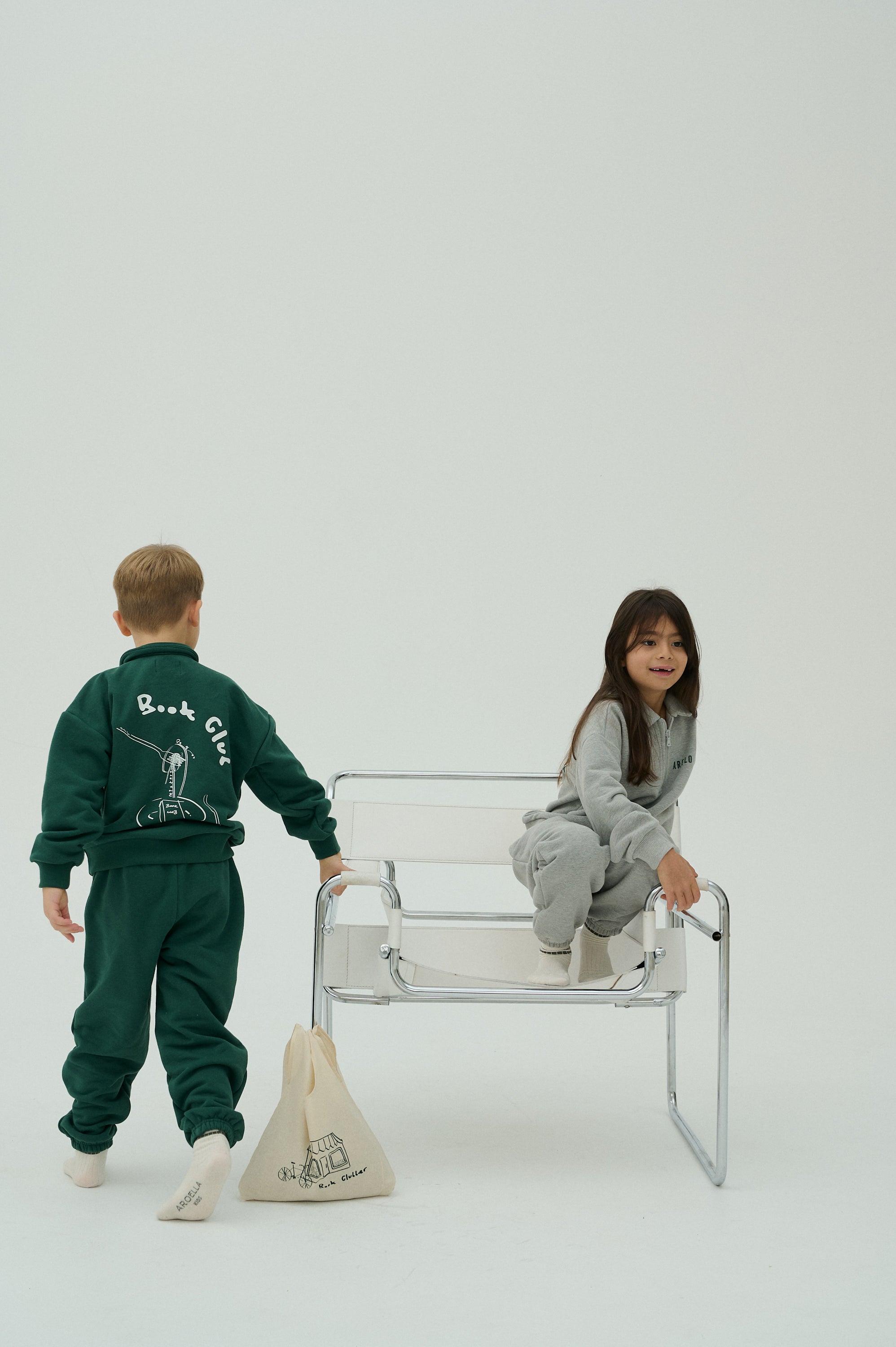 Children Sweatshirt With Zip - Green/White