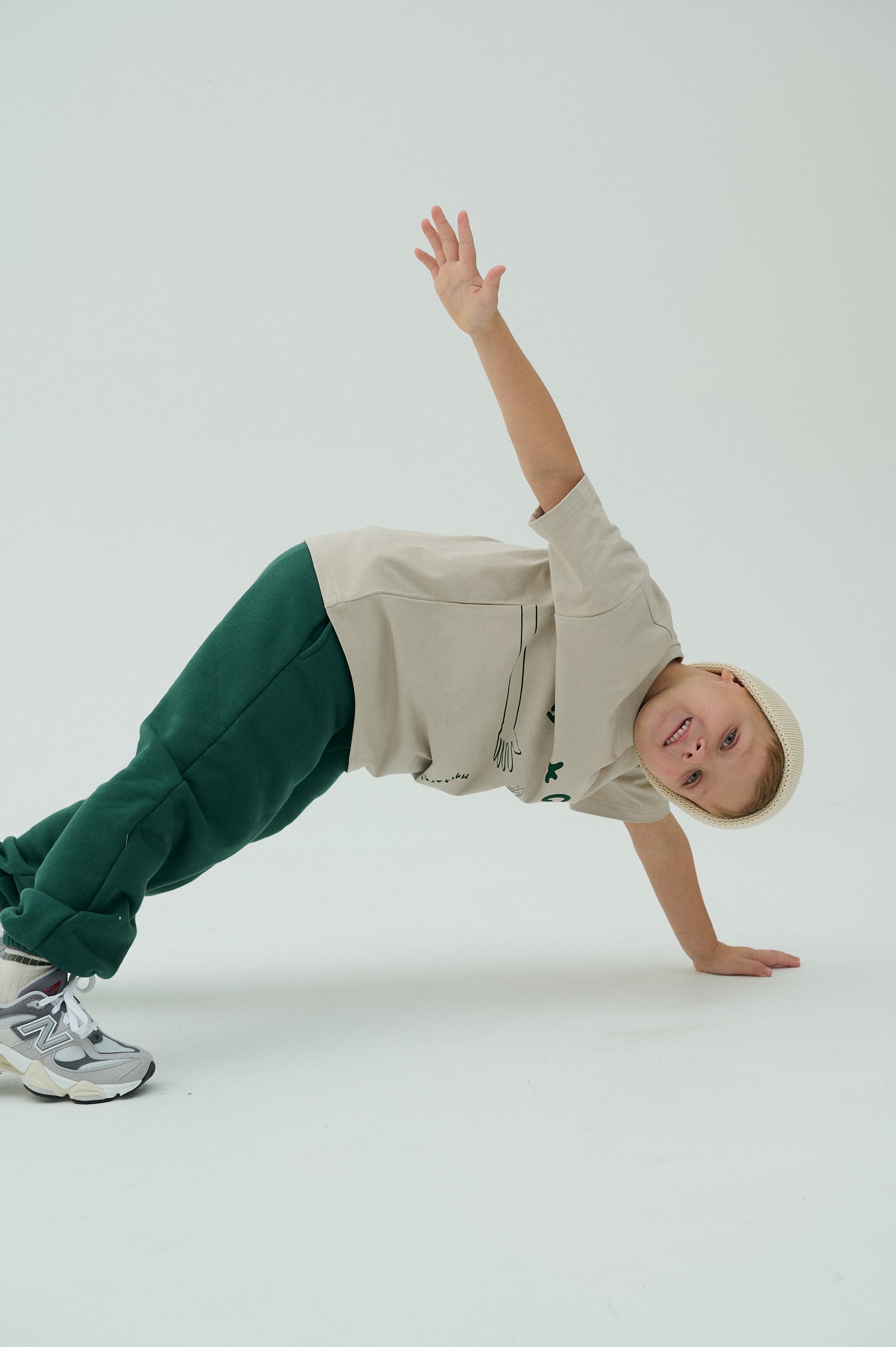 Children Book club Short Sleeve T-shirt Beige/Green