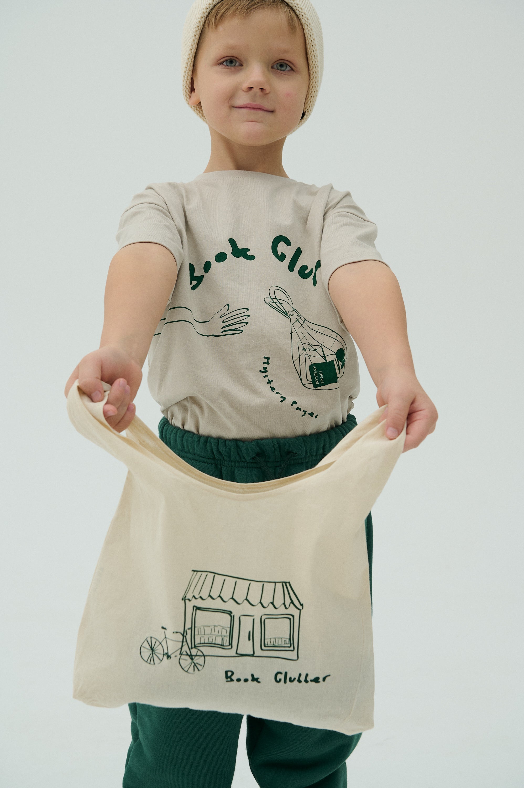 Children Canvas tote bag - Natural/Green