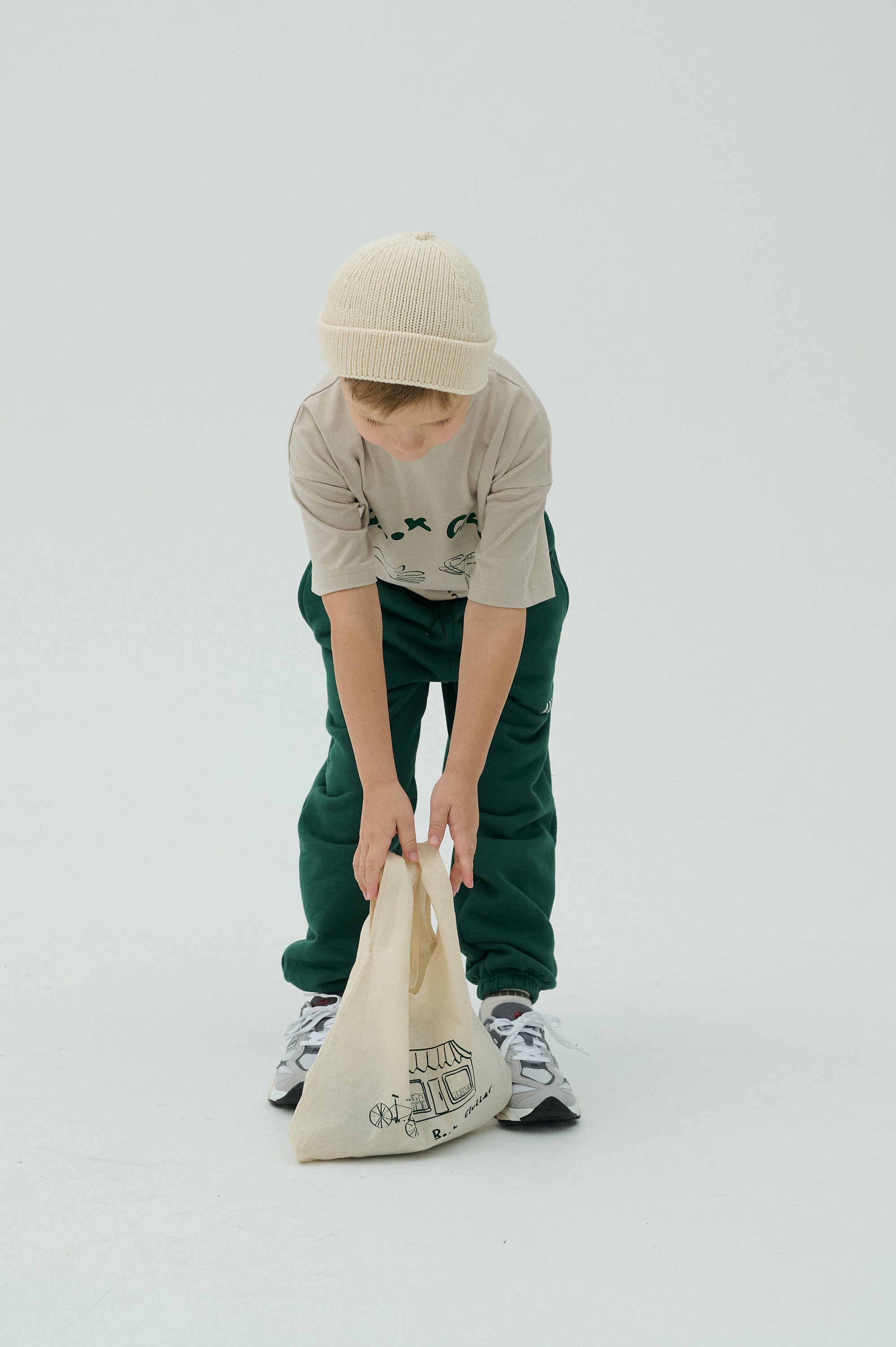 Children Canvas tote bag - Natural/Green