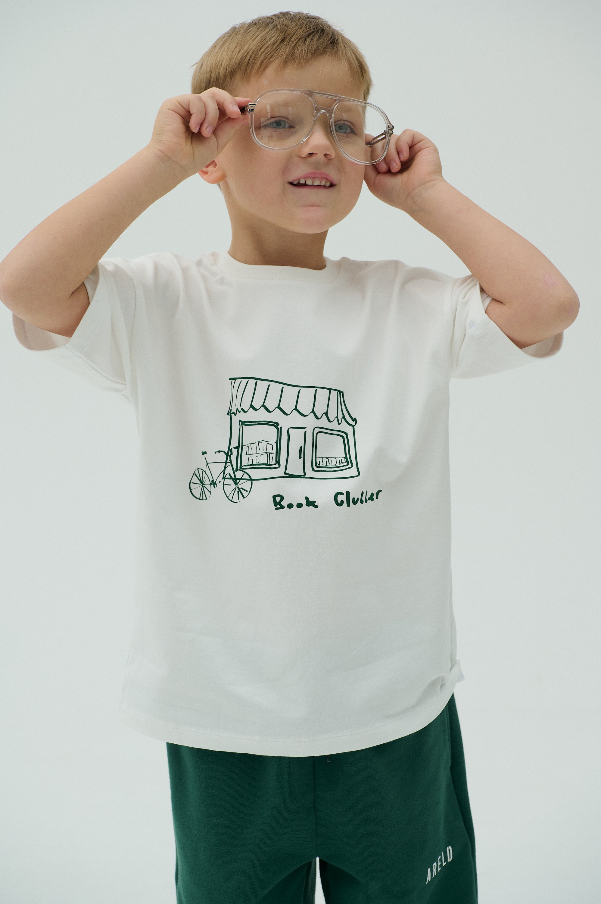 Children Bookstore Short Sleeve T-shirt White/Green