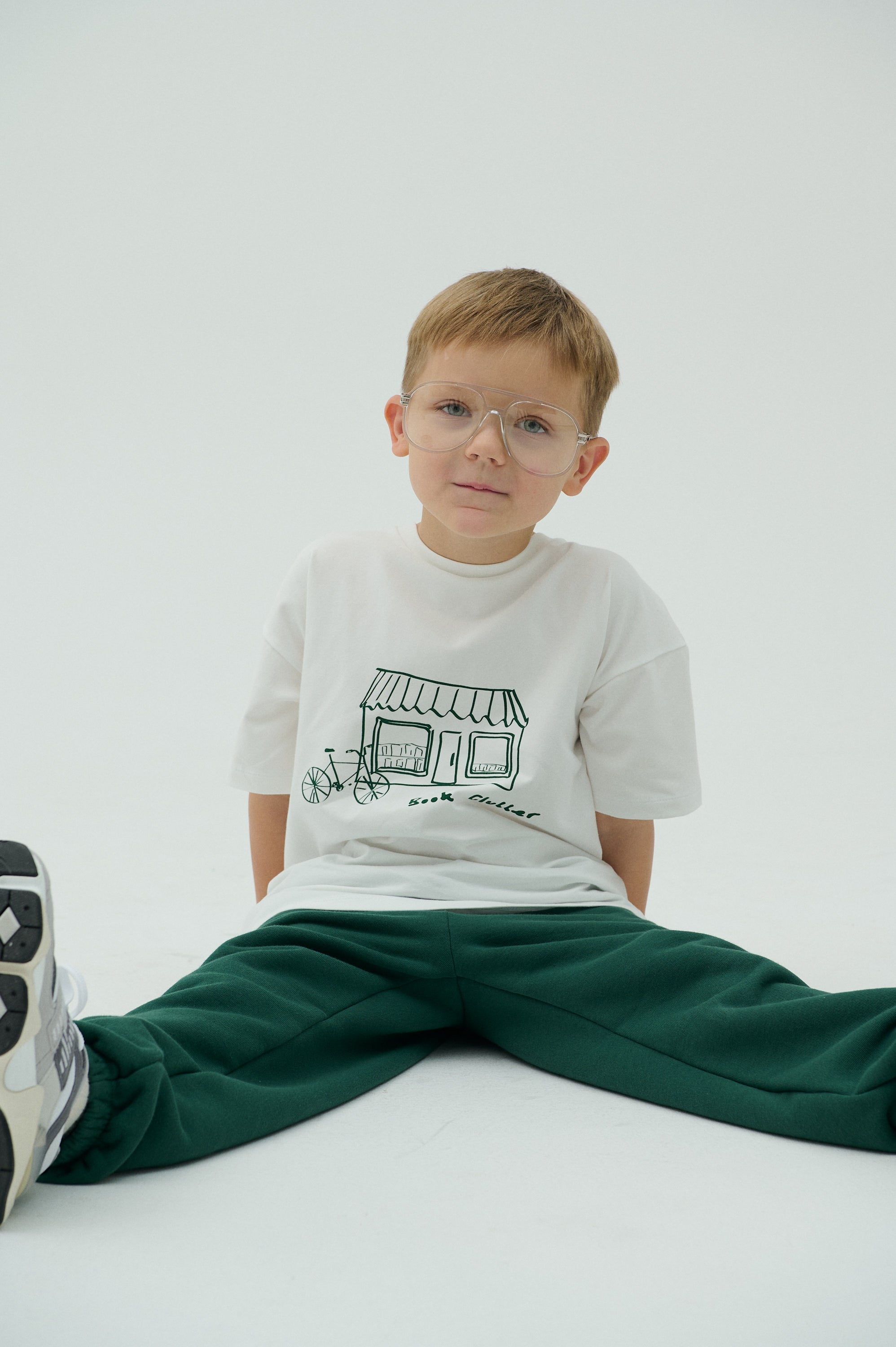 Children Bookstore Short Sleeve T-shirt White/Green