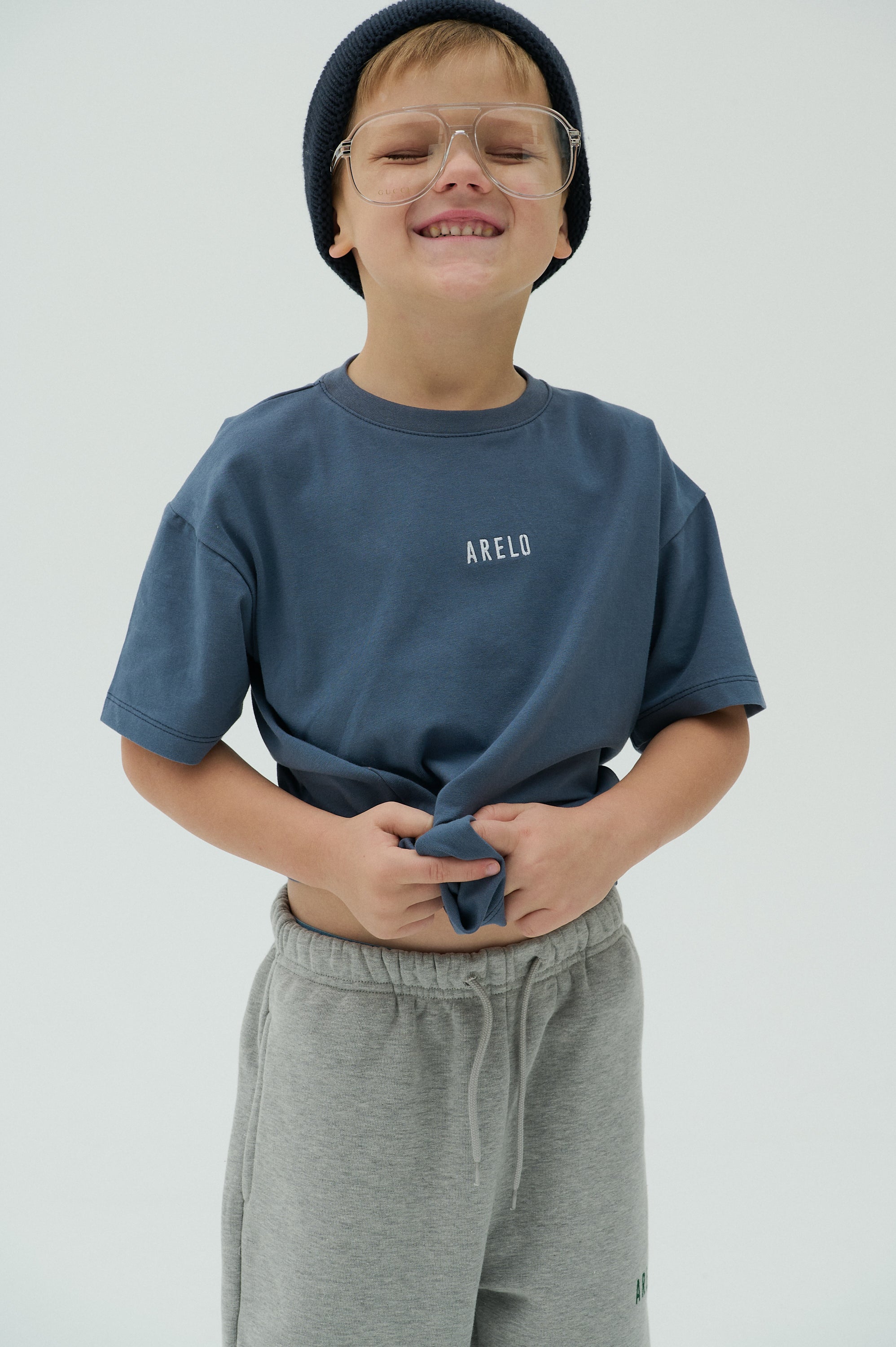 Children Basic Short Sleeve T-shirt Blue/White