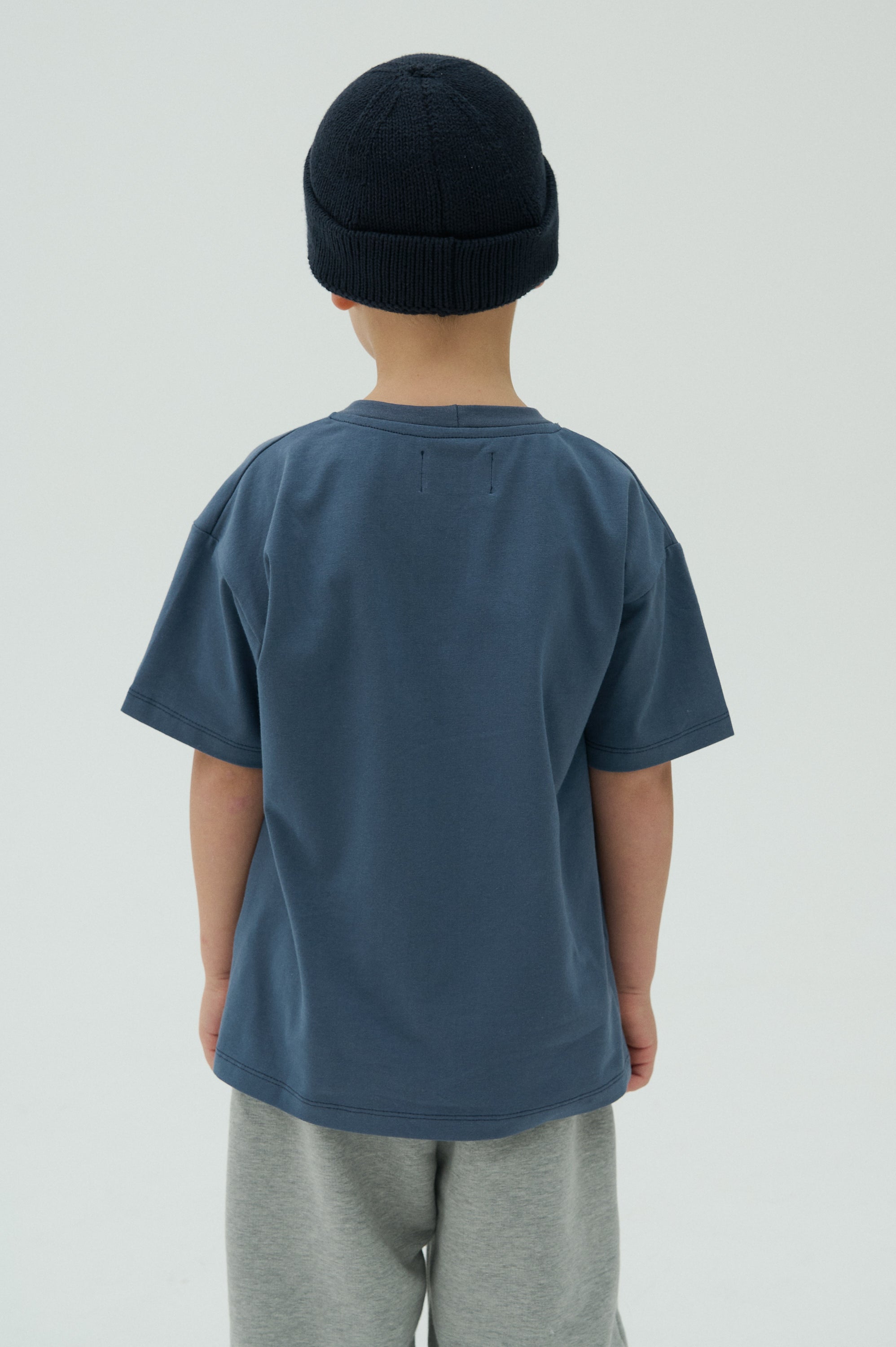 Children Basic Short Sleeve T-shirt Blue/White