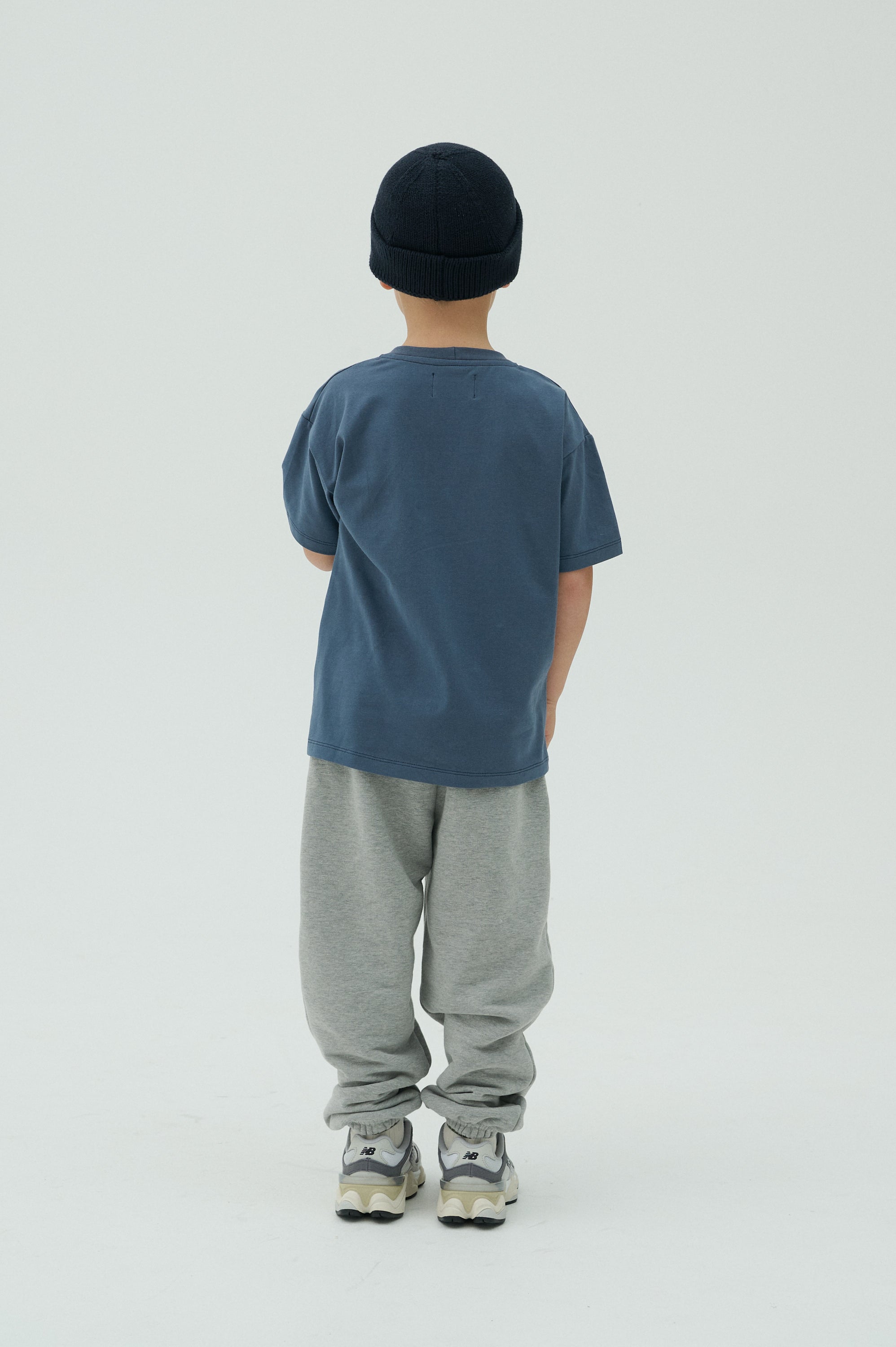 Children Basic Short Sleeve T-shirt Blue/White