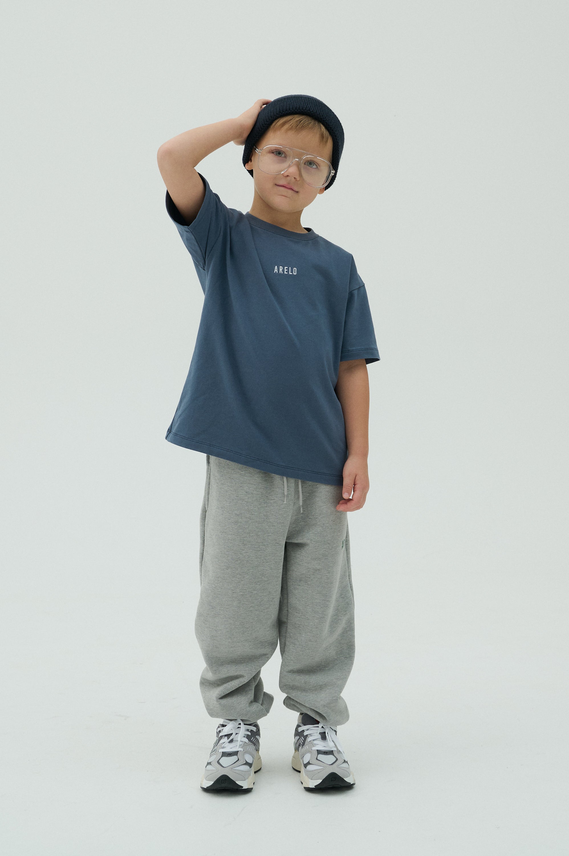 Children Basic Short Sleeve T-shirt Blue/White