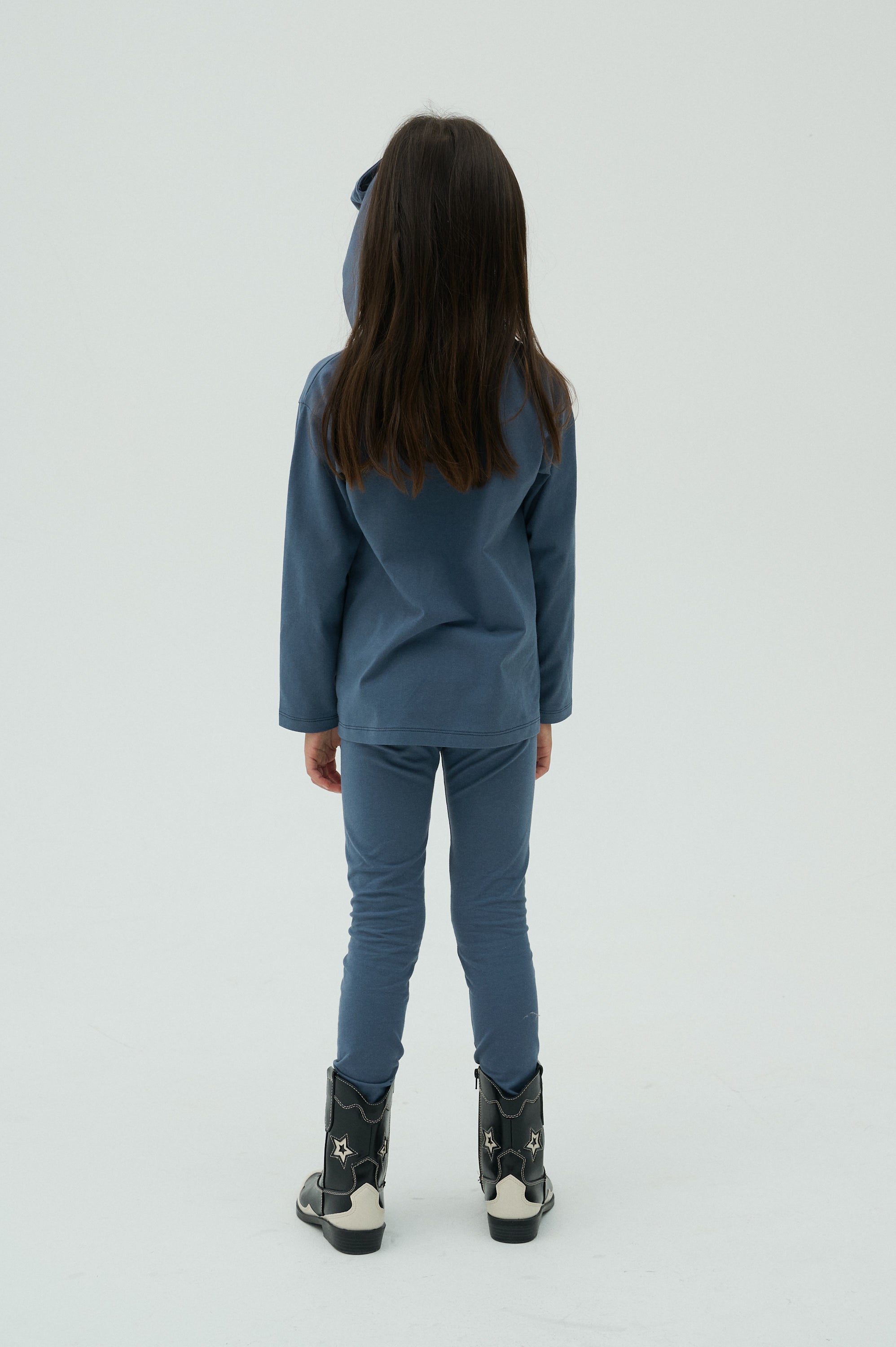 Children Basic Long Sleeve T-shirt Blue/White