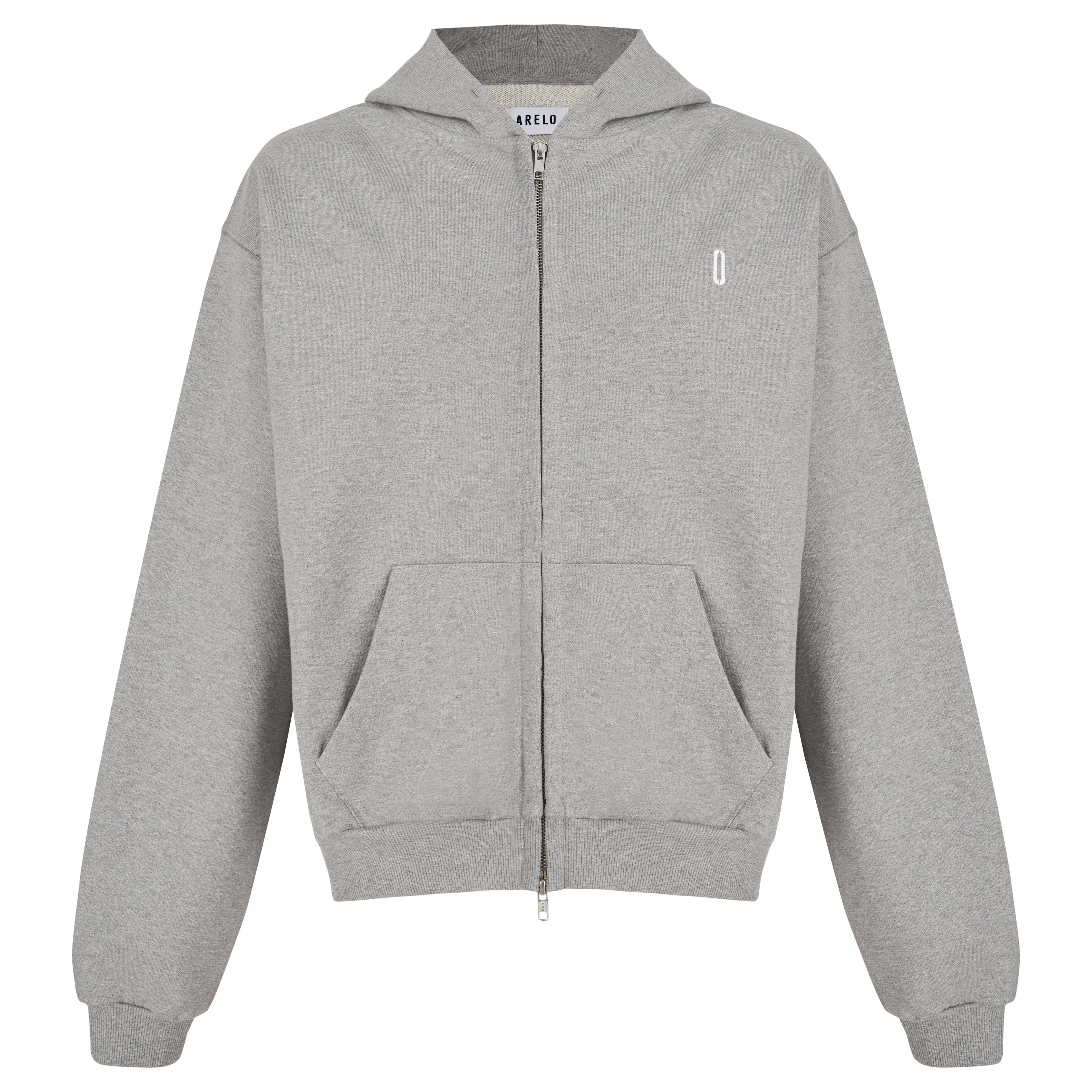 Serif Zip Hoodie Unisex - Grey/White