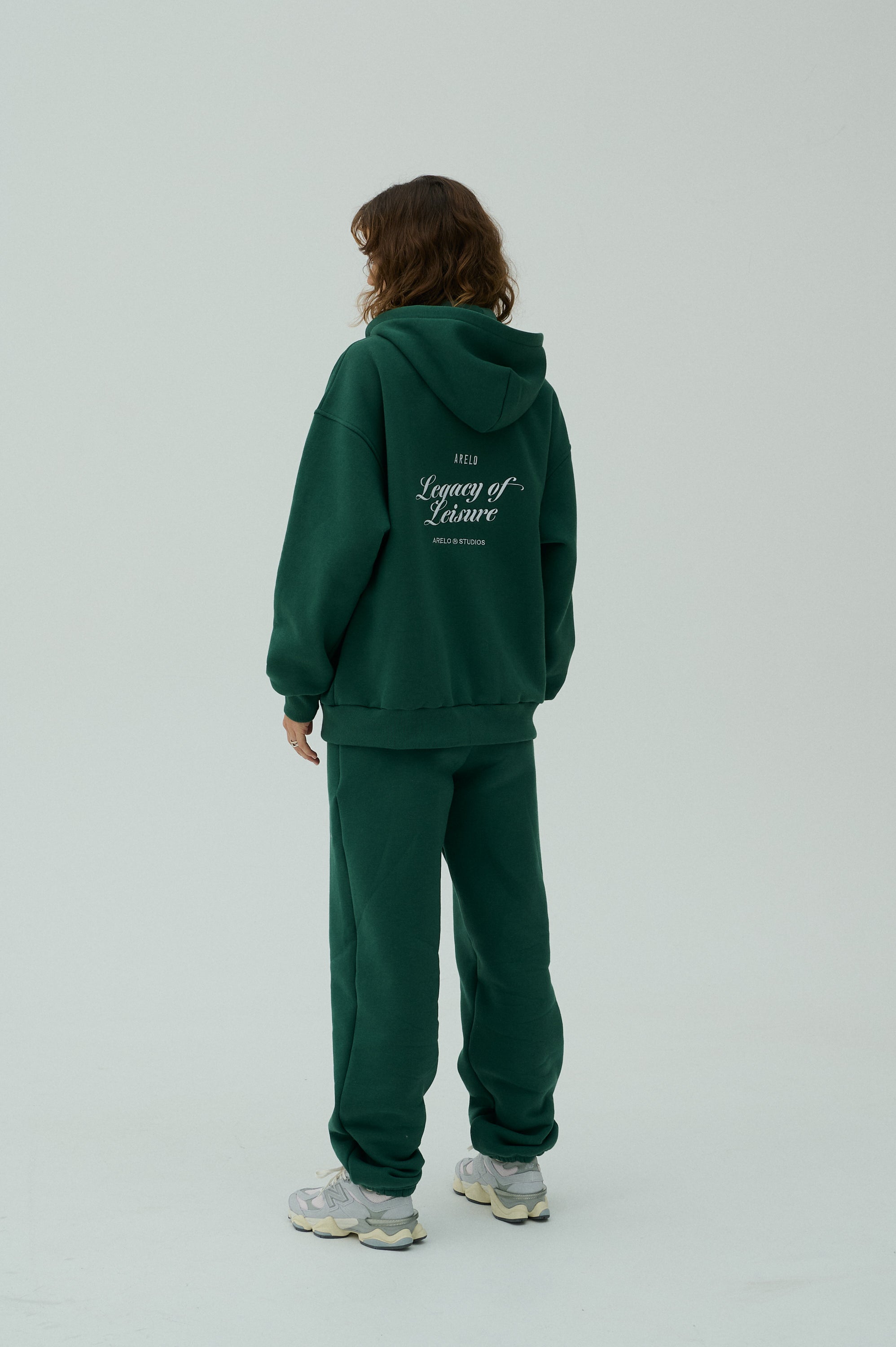 Serif Zip Hoodie - Heather Green/White