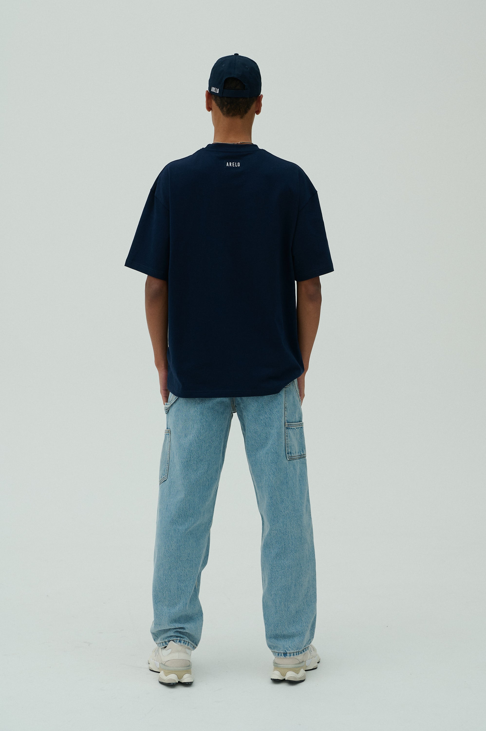 Men T-shirt Navy/White