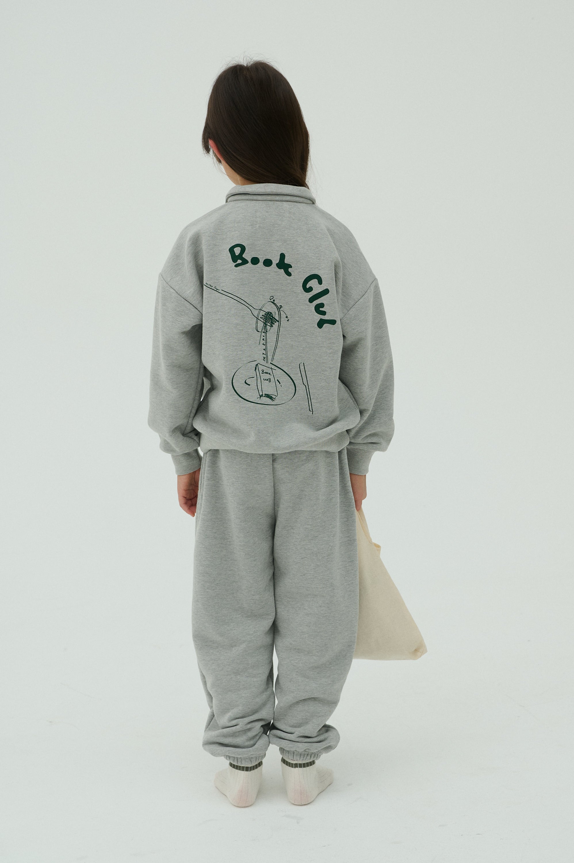 Children Sweatshirt With Zip - Grey/Green
