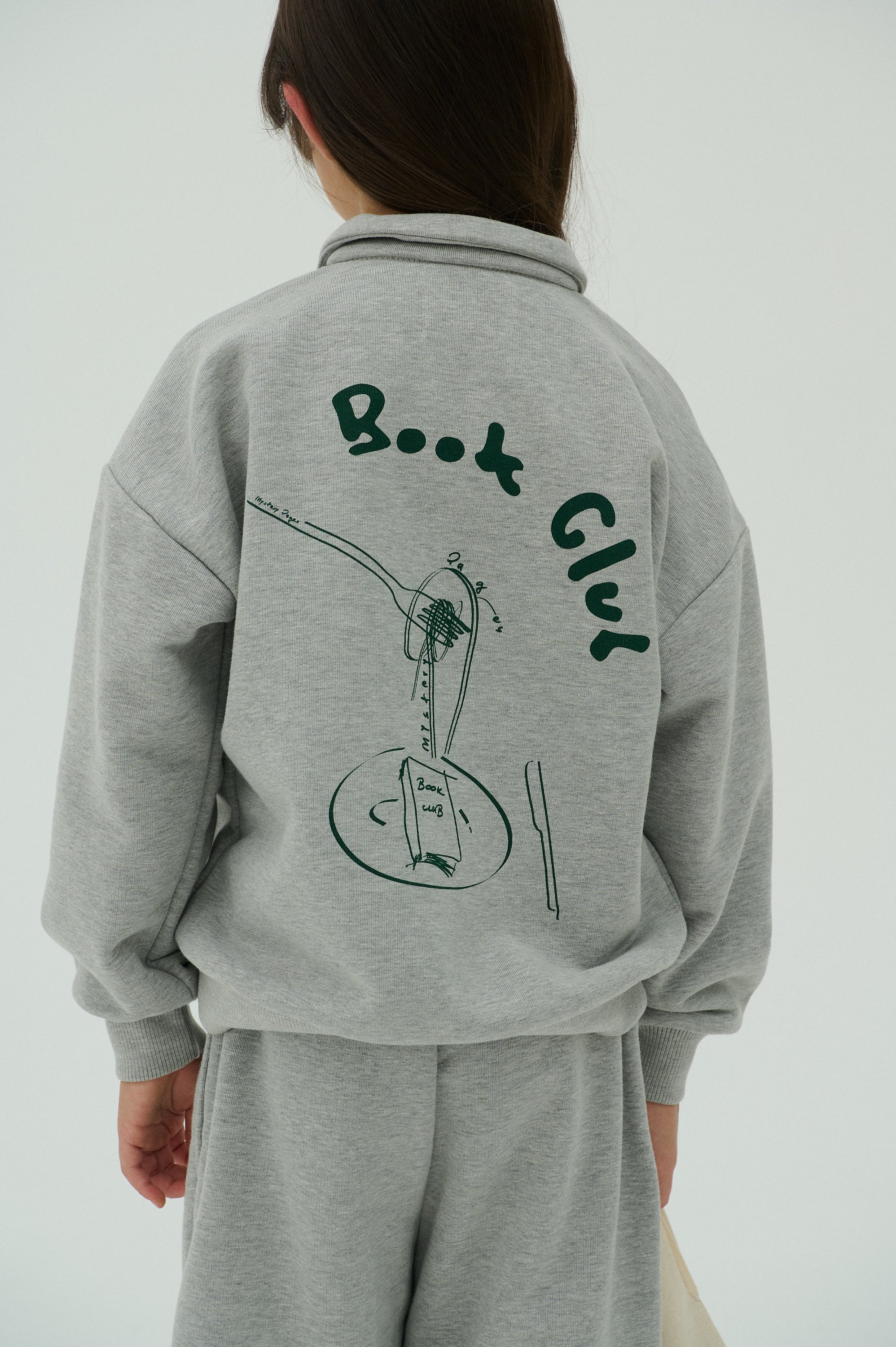 Children Sweatshirt With Zip - Grey/Green