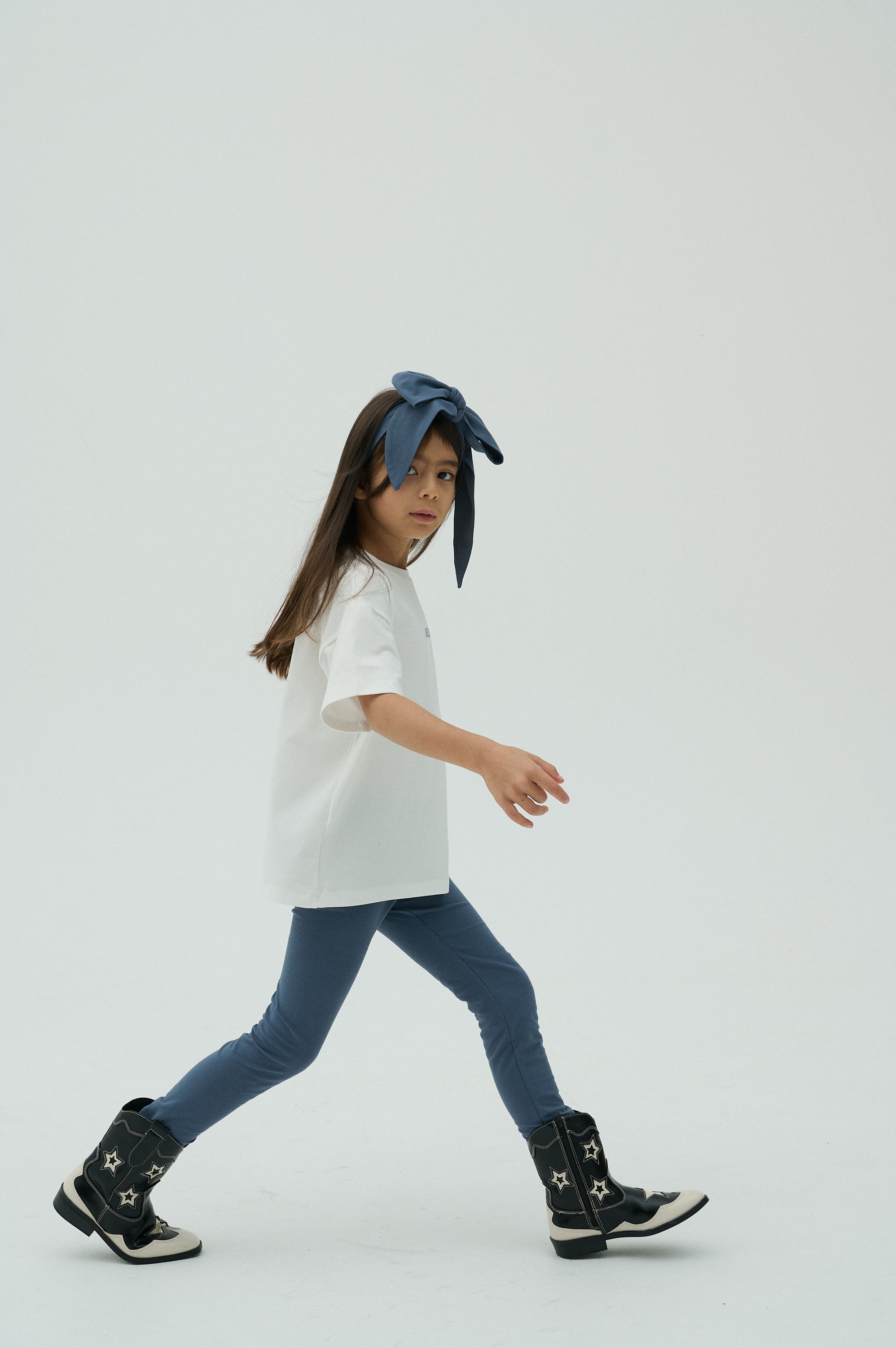 Children Basic Short Sleeve T-shirt  White/Blue