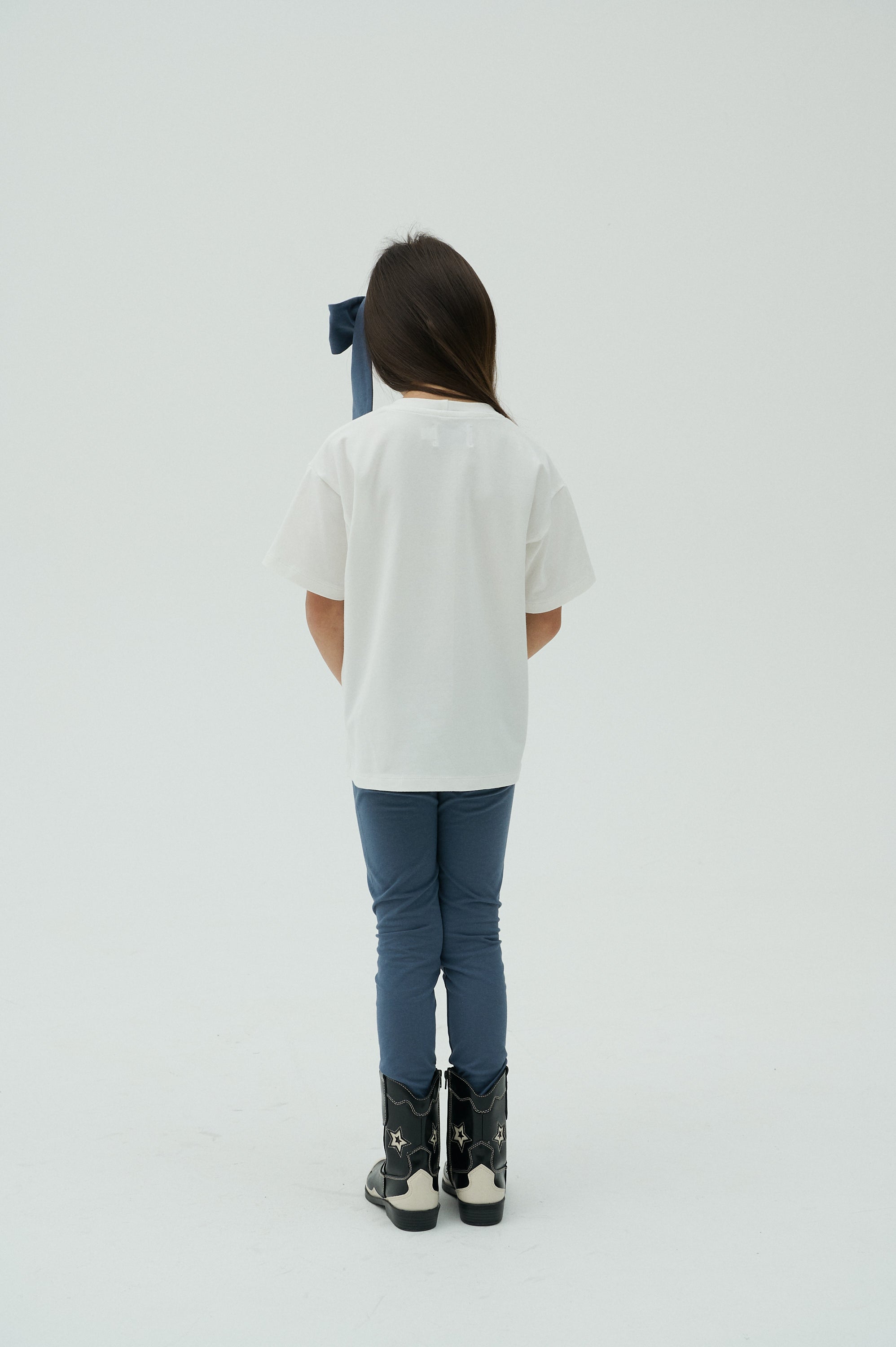 Children Basic Short Sleeve T-shirt  White/Blue
