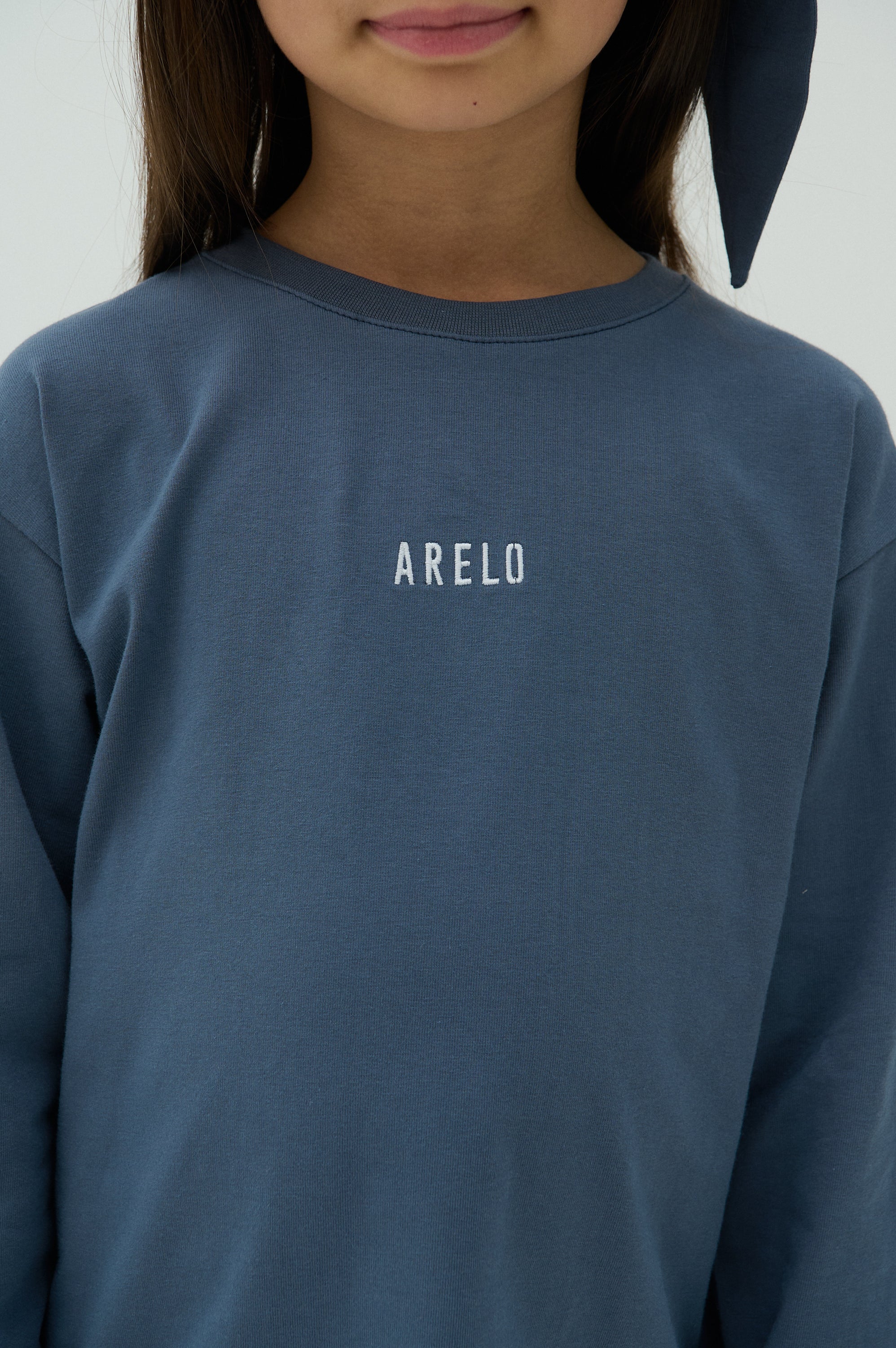 Children Basic Long Sleeve T-shirt Blue/White